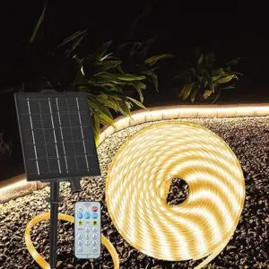 32.8Ft Solar Strip Lights Outdoor, IP68 Fully Waterproof LED Strip Lights